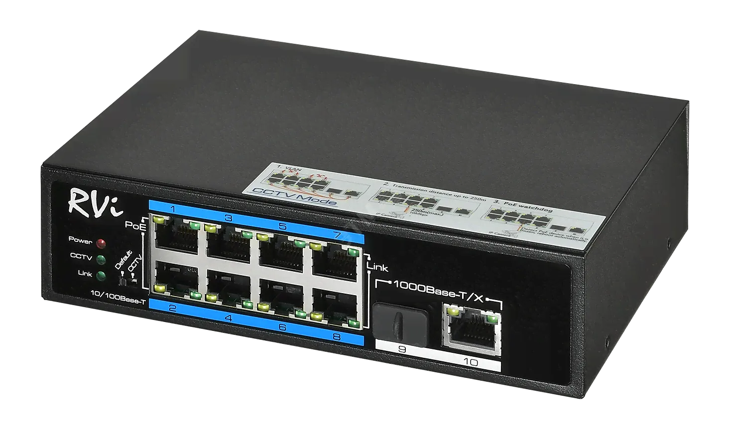 Коммутатор МАС 8К 10 портов (8 PoE) 120 Вт (RVi-2NSI08F-2H)-0